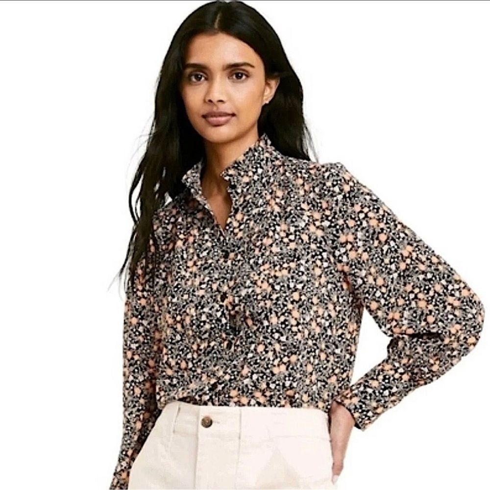Nili Lotan Target Liberty Floral Blouse Button Front Shirt Long Sleeve